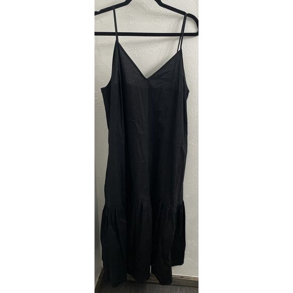 Calvin Klein Dresses & Skirts - Calvin Klein Women's Black Midi Dress Pockets Cotton Blend Size 12 V-Neck